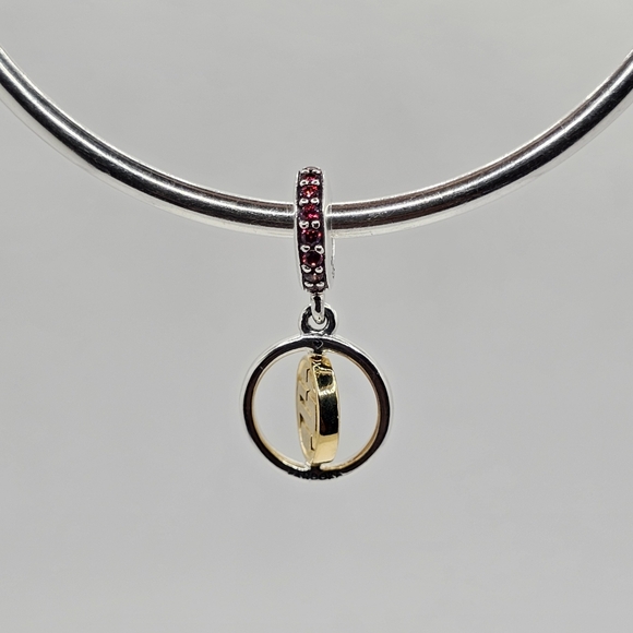 Authentic Pandora Shine Two Tone Dangle Charm - Picture 8 of 8